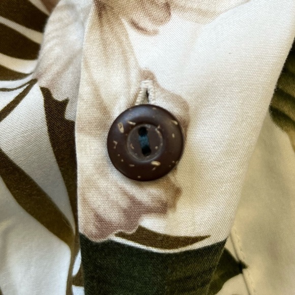 Paradise Bay Vintage Men’s Hawaiian Aloha Shirt M White Green Floral - Picture 8 of 13